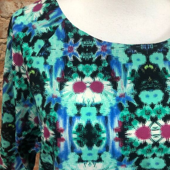 FRANCESCA’S “BIRDCAGE” BLOUSE TOP WOMENS LARGE RETRO STYLE MULTICOLOR USA MADE - Picture 4 of 6